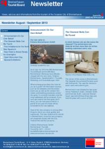 Tourist Board  Newsletter News, advices and informations from the tourism of the Seaside City of Bremerhaven