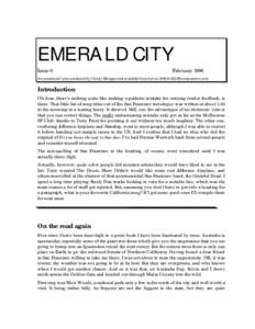 EMERALD CITY Issue 6 FebruaryAn occasional ‘zine produced by Cheryl Morgan and available from her at 