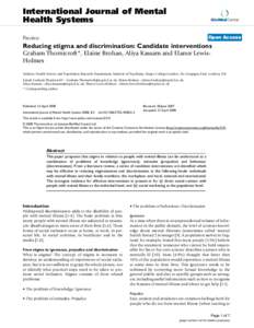 International Journal of Mental Health Systems BioMed Central  Open Access