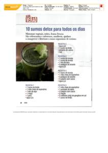 Caras − Especial 10 Sumos detox para todos os dias Autor: N.D. Editora: Medipress, Lda  Id: 