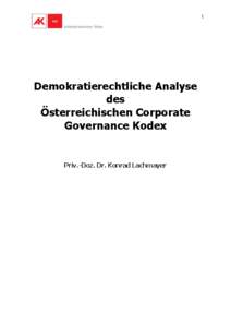 1  Demokratierechtliche Analyse des Österreichischen Corporate Governance Kodex
