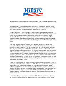 Statement of Senator Hillary Clinton