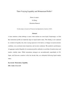 Time-Varying Liquidity and Momentum Profits*  Doron Avramov Si Cheng Allaudeen Hameed