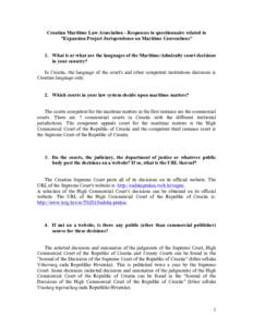 Croatian Maritime Law Association - Responses to questionnaire related to 