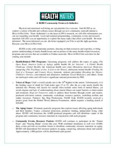Medicine / Gerontology / Public health / Mental health / Positive psychology / KUED / Reproductive health / Elder abuse / Human behavior / Health / Health promotion / University of Utah