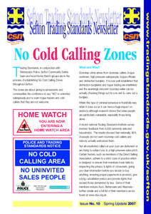 No Cold Calling Zones rading Standards, in conjunction with Merseyside Police, Sefton Community Safety