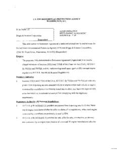 EPA--Briggs & Stratton Settlement Agreement