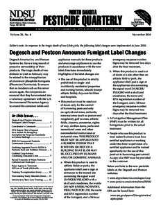 NORTH DAKOTA  North Dakota State University Fargo, ND[removed]PESTICIDE QUARTERLY