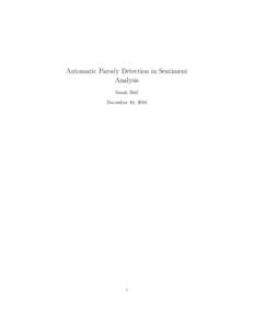 Automatic Parody Detection in Sentiment Analysis Sarah Bull December 16, [removed]