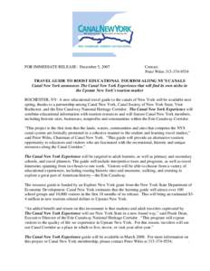 Microsoft Word - Press Release Canal NY and Erie Canalway Dec 2007.doc