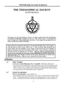 WINTER 2006 LECTURE SCHEDULE  THE THEOSOPHICAL SOCIETY