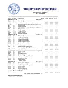 THE DIVISION OF BUSINESS NEED SHEET FOR BUSINESS ADMINISTRATION Concentration in Management 2012 – 2016 Catalog Student____________________________________________________ I.D.#___________________________ PREFIX NUMBER