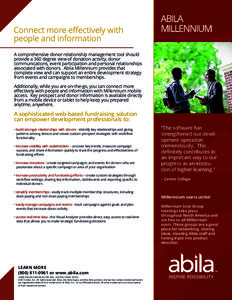 Connect more eﬀectively with people and information ABILA MILLENNIUM