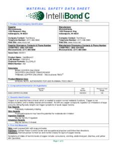 MATERIAL SAFETY DATA SHEET  1. Product And Company Identification Supplier Micronutrients 1550 Research Way