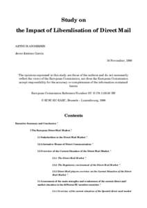 Study on the Impact of Liberalisation of Direct Mail ARTHUR ANDERSEN Javier Jiménez García 16 November, 1998