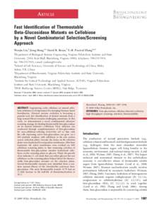 Fast identification of thermostable beta-glucosidase mutants on cellobiose by a novel combinatorial selection/screening approach