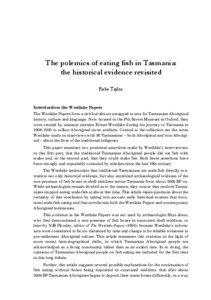 The polemics of eating fish in Tasmania: the historical evidence revisited Rebe Taylor