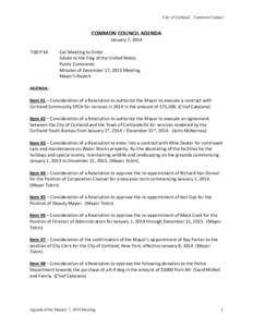 City of Cortland – Common Council  COMMON COUNCIL AGENDA January 7, 2014 7:00 P.M.