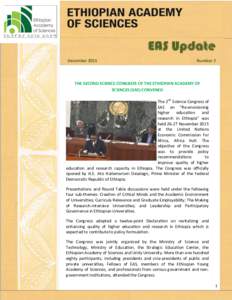 EAS Update December 2015 Number 7  THE SECOND SCIENCE CONGRESS OF THE ETHIOPIAN ACADEMY OF