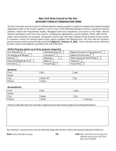 Microsoft Word - NYSCA Panelist Nomination Form FYdocx