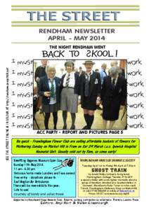 RENDHAM NEWSLETTER APRIL - MAY 2014 SEE THE STREET ONLINE & IN COLOUR AT http://rendham.onesuffolk.net  THE NIGHT RENDHAM WENT