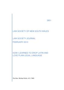2651  LAW SOCIETY OF NEW SOUTH WALES LAW SOCIETY JOURNAL FEBRUARY 2013