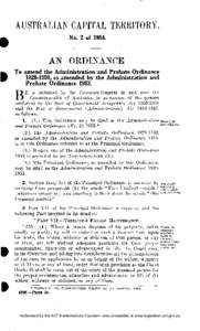 AUSTRALIAN CAPITAL TERRITORY. No. 2 of[removed]AN ORDINANCE To amend the Administration and Probate Ordinance[removed], as amended by the Administration and