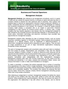 Occupation Information - Business and Financial Operations