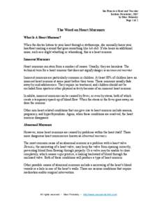 San Francisco Heart and Vascular Institute Newsletter, 2005 by Marc Polonsky Page 1 of 2  The Word on Heart Murmurs