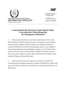 INFCIRC/549/Add.1 - Communication Received from Certain Member States Concerning Their Policies Regarding the Management of Plutonium