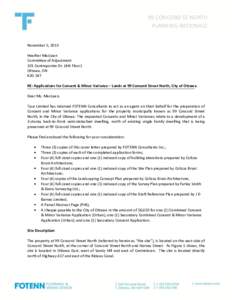 99 CONCORD ST NORTH PLANNING RATIONALE November 5, 2013 Heather MacLean Committee of Adjustment 101 Centrepointe Dr. (4th Floor)