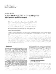 ACE-I/ARB Therapy prior to Contrast Exposure:  What Should the Clinician Do?