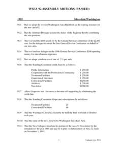 WSEA 92 ASSEMBLY MOTIONS (PASSED[removed]Silverdale,Washington