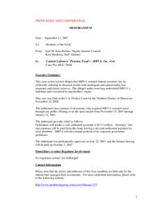 PRIVILEGED AND CONFIDENTIAL MEMORANDUM Date:  September 11, 2007