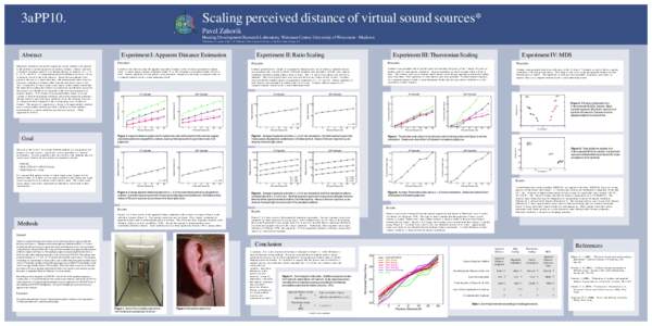 3aPP10.  Scaling perceived distance of virtual sound sources* Pavel Zahorik Hearing Development Research Laboratory, Waisman Center, University of Wisconsin - Madison *Presented as a poster at the 133rd Meeting of the Ac