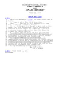 EIGHTY-FIFTH GENERAL ASSEMBLY 2014 REGULAR SESSION DAILY SENATE CLIP SHEET MARCH 12, 2014