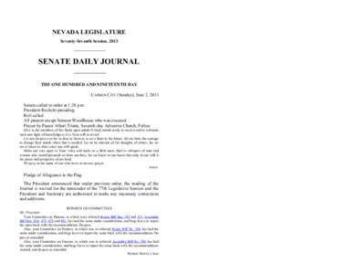 77th[removed]Session Journal - (Sunday), June 2, [removed]SENATE DAILY JOURNAL		THE ONE HUNDRED AND NINETEENTH DAY
