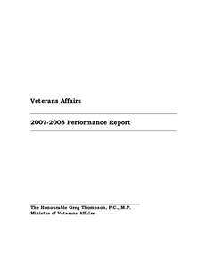 Veterans Affairs[removed]Performance Report ______________________________________________________  The Honourable Greg Thompson, P.C., M.P.