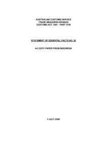 Commerce / Dumping / Amcor / Export / Customs / Australian Customs and Border Protection Service / Asia Pacific Resources International Holdings / Business / International trade / Asia Pulp & Paper