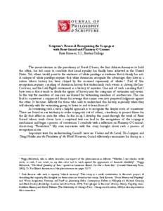 Scripture’s Reversal: Recognizing the Scapegoat with René Girard and Flannery O’Connor Ross Romero, S.J., Boston College The recent election to the presidency of Barak Obama, the first African-American to hold the o