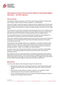 ‘Driving	Innovation,	Fairness	and	Excellence	in	Australian	Higher Education’	–	the	IRU	response