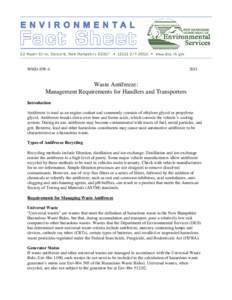 WMD-HW[removed]Waste Antifreeze: Management Requirements for Handlers and Transporters