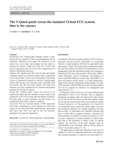Int J Emerg Med[removed]:43–48 DOI[removed]s12245[removed]ORIGINAL ARTICLE  The V-Quick patch versus the standard 12-lead ECG system:
