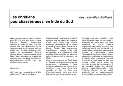 Les chrétiens pourchassés aussi en Inde du Sud