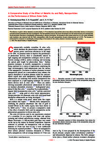 Materials science / Condensed matter physics / Solar cells / Nanoparticle / Ultraviolet radiation / Plasmonic solar cell / Surface plasmon resonance / Plasmon / Colloidal gold / Nanotechnology / Physics / Nanomaterials