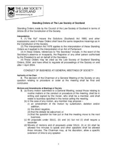 Standing Orders of the Law Society of Scotland