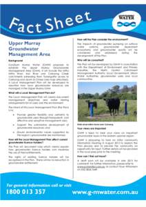 How will the Plan consider the environment?  Upper Murray Groundwater Management Area