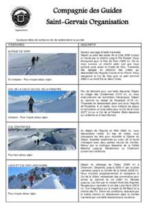 Compagnie des Guides Saint-Gervais Organisation Quelques idées de sorties en ski de randonnée à la journée : ITINERAIRES  DESCRIPTIF