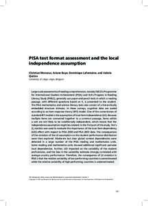 Evaluation / Item response theory / Programme for International Student Assessment / Rasch model / Equating / T-statistic / Test / Parameter / Statistics / Psychometrics / Education