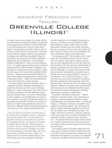 r e p o r t  Academic Freedom and Tenure:  Greenville College